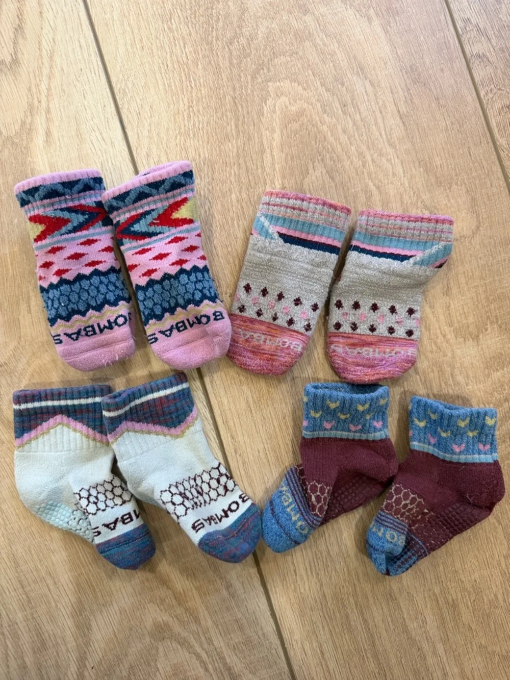 Bombas Kids Multicolor Patterned Socks - Pink, Blue, Cream, Maroon